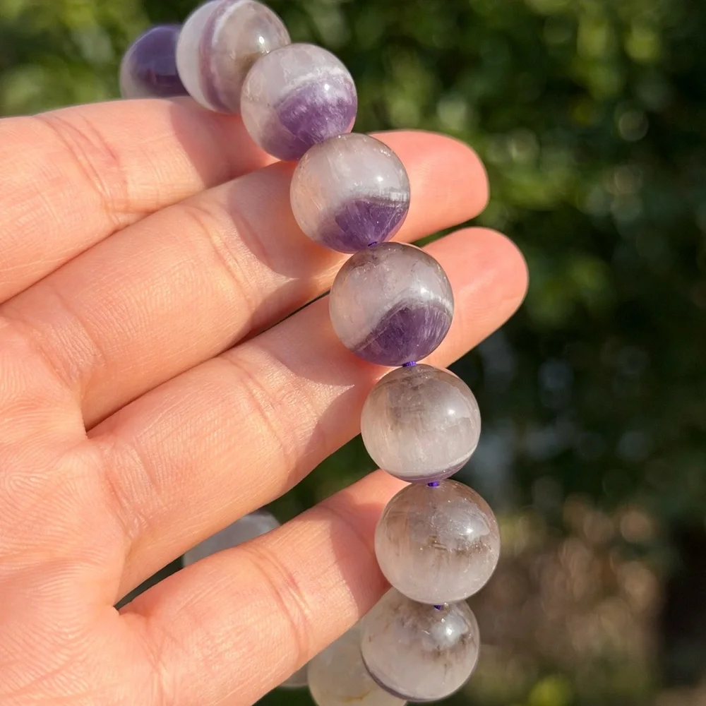 14mm‎ stretchable half half dream amethyst bracelet 1158
