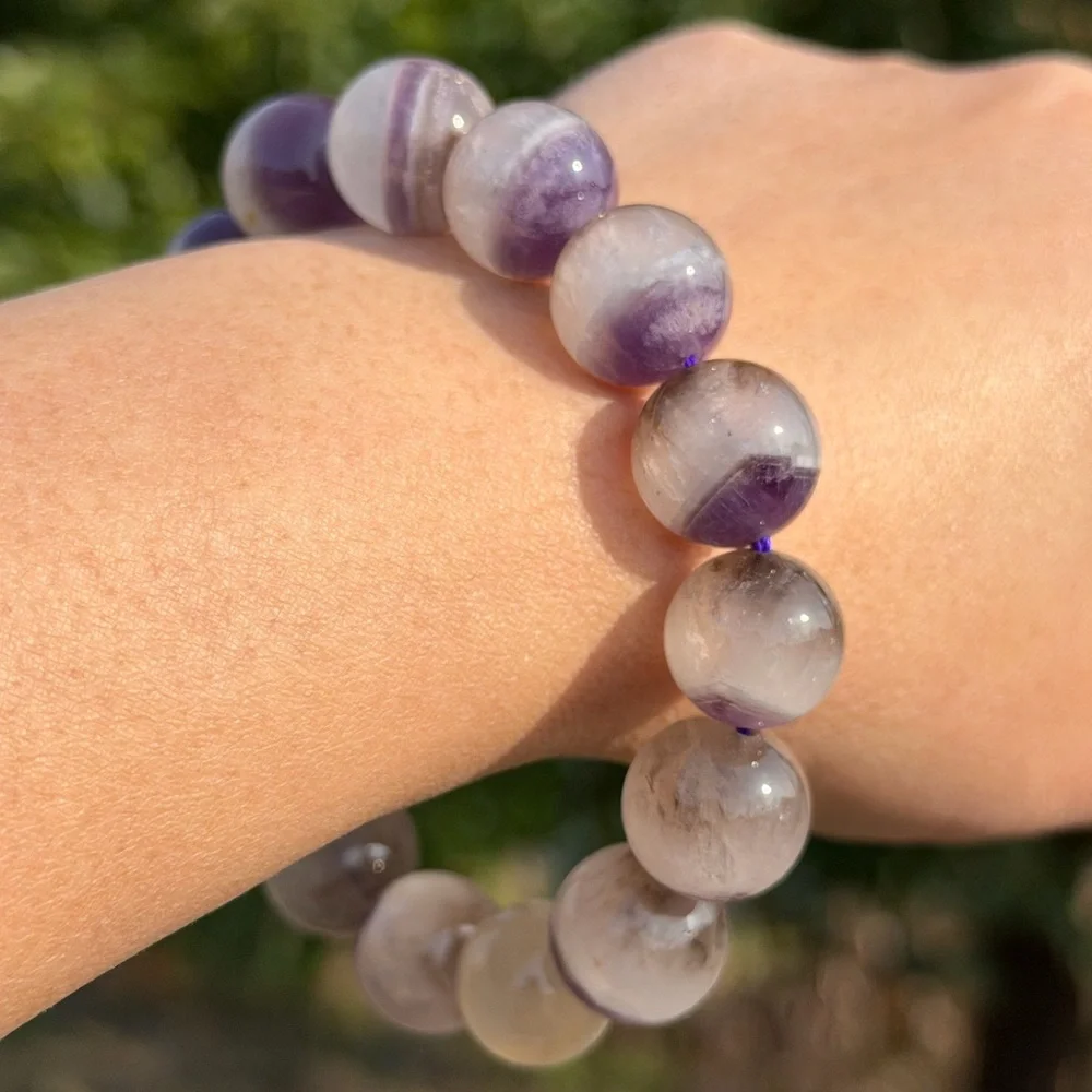 14mm‎ stretchable half half dream amethyst bracelet 1158
