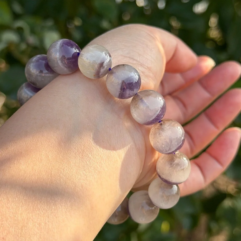 14mm‎ stretchable half half dream amethyst bracelet 1158