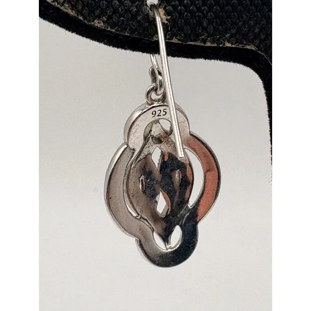 Sterling Silver CZ Fancy Flower‎ Dangle Earrings 6.9g