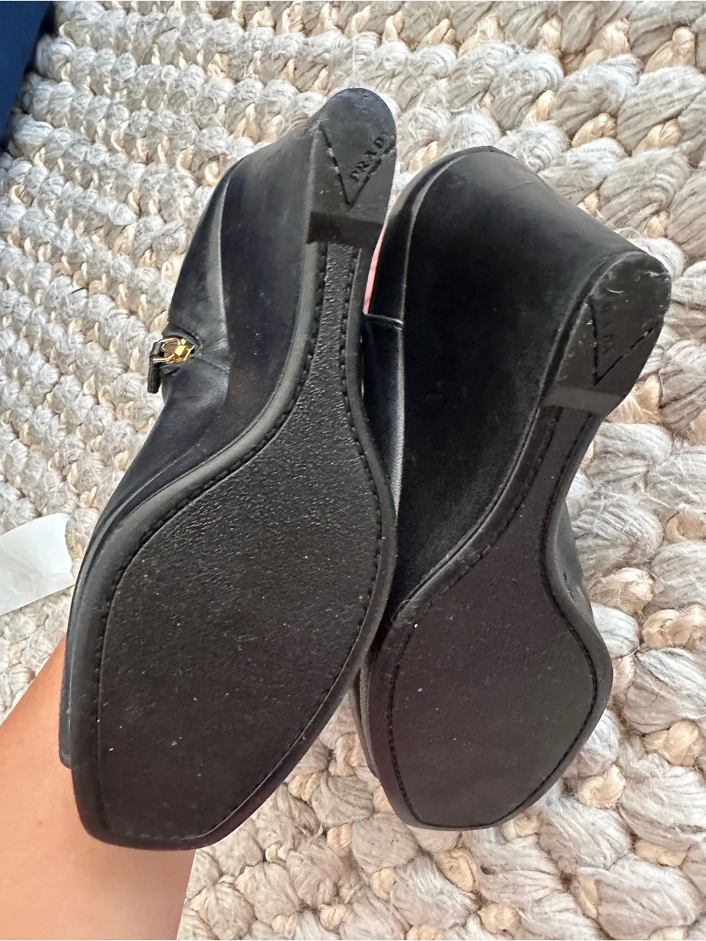 Prada peep toe wedge booties authentic size 37.5 black