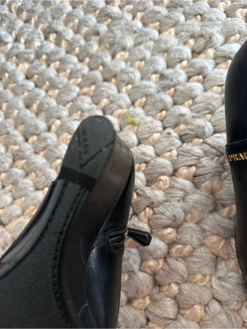 Prada peep toe wedge booties authentic size 37.5 black