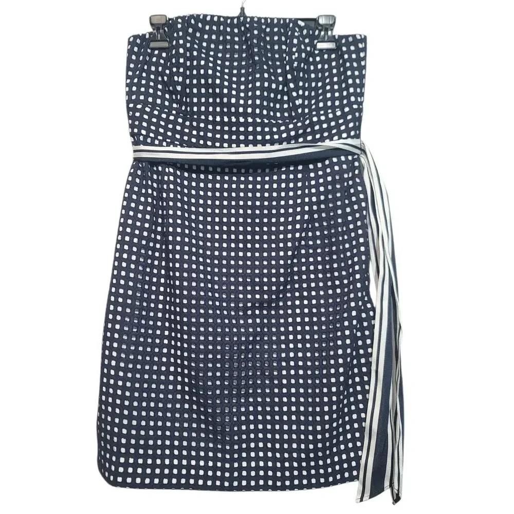 Vineyard Vines Carolyn Dress 6 NWT Navy Blue Eyelet Strapless Cotton