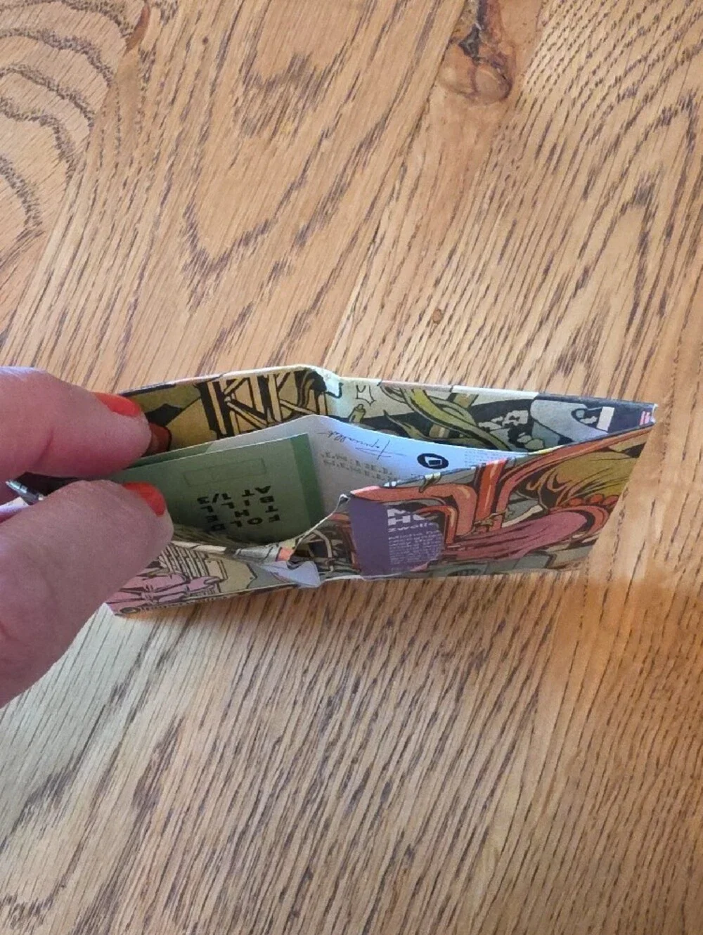 Micro Wallet - Artist Designed Tyvek® Wallet in Green, Orange, Pink