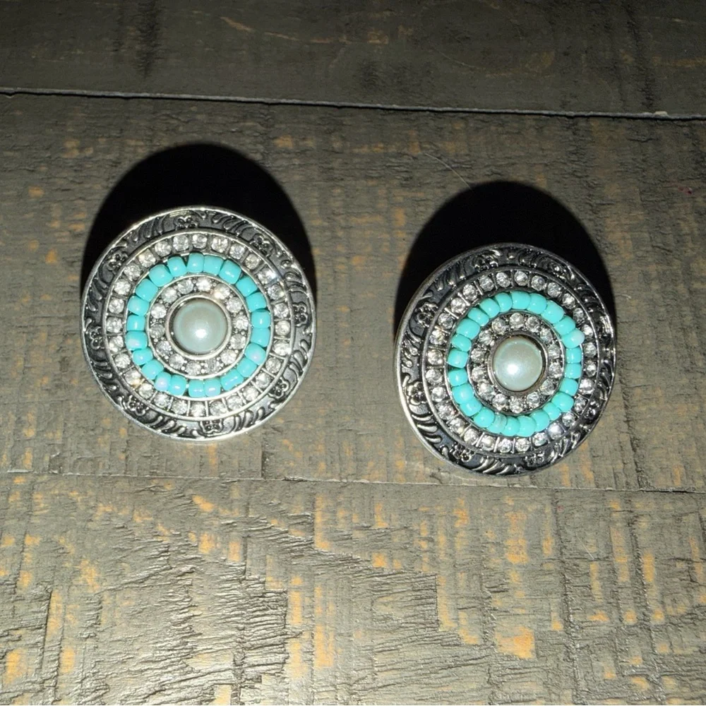 Silver and Turquoise Jewelry Set earrings and bracelet women's fashion jewelry‎