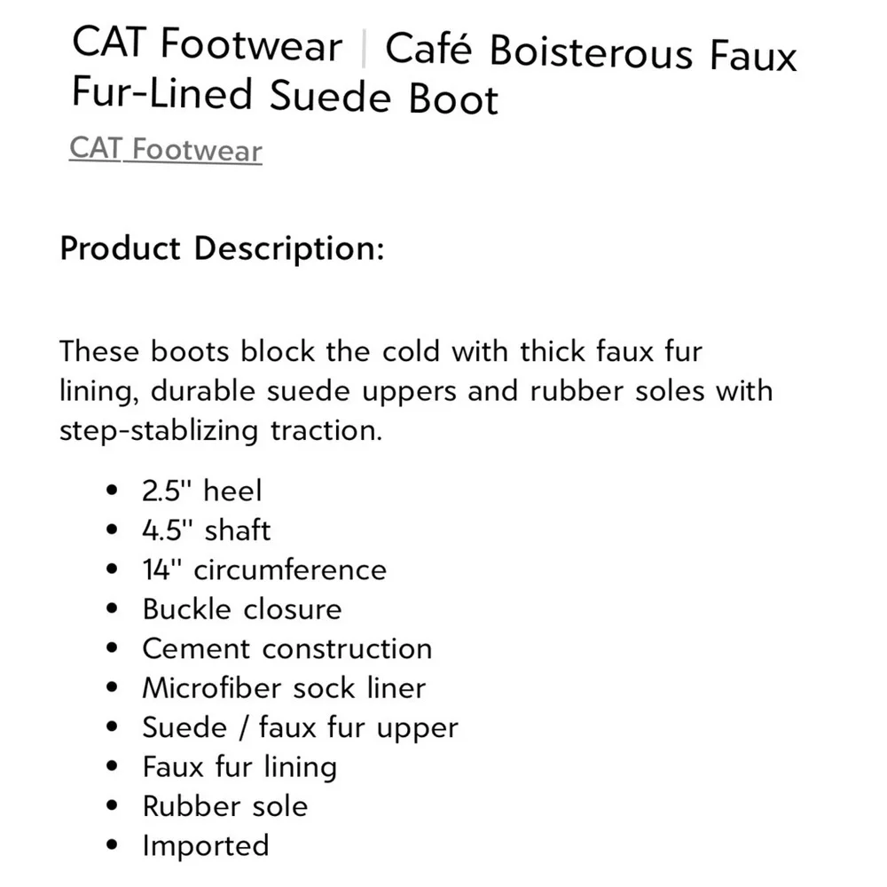 CATERPILLAR CAT BOISTEROUS FAUX FUR CAFE BROWN SUEDE WEDGE WINTER BOOTIES BOOTS