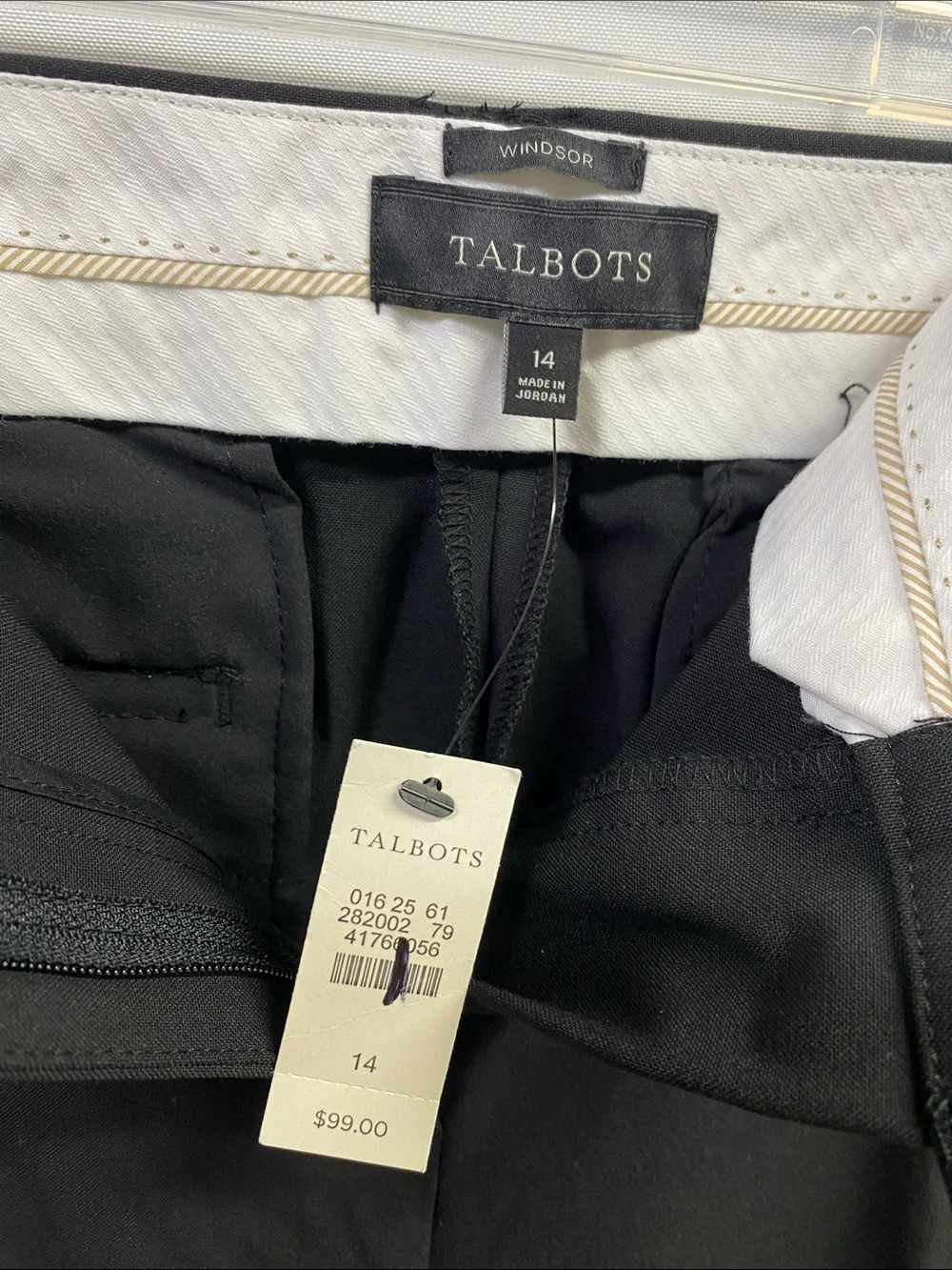Talbots Windsor Black Women's Straight-Leg Dress Trousers Size 14 NWT