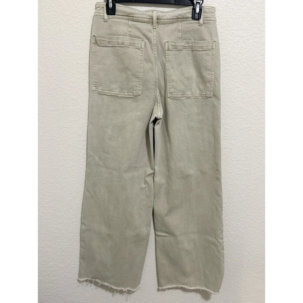 Oat New York Distressed Raw Hem Jeans Beige High Waist 10 30