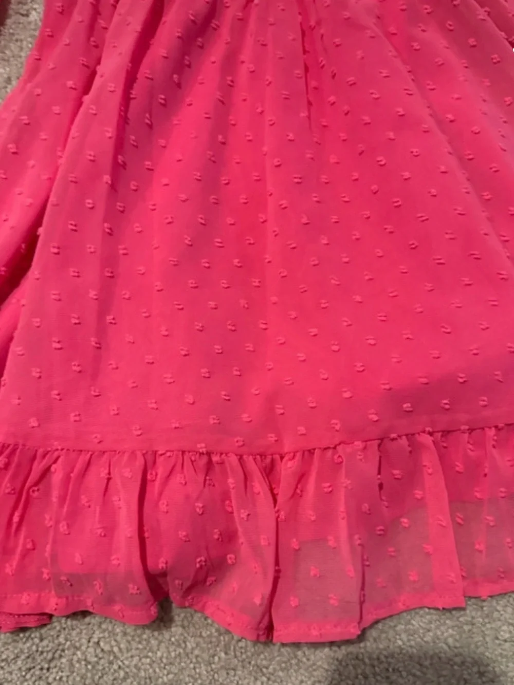 Grace Karin Girls' Hot Pink Swiss Dot Long Sleeve Ruffle Dress