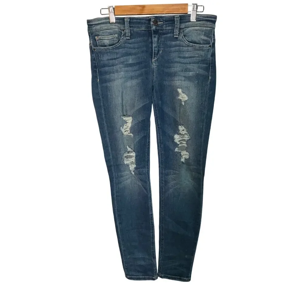 Joes #Hello The Vixen Ankle Sassy Skinny Dark Wash Blue Distressed Jeans Size 28