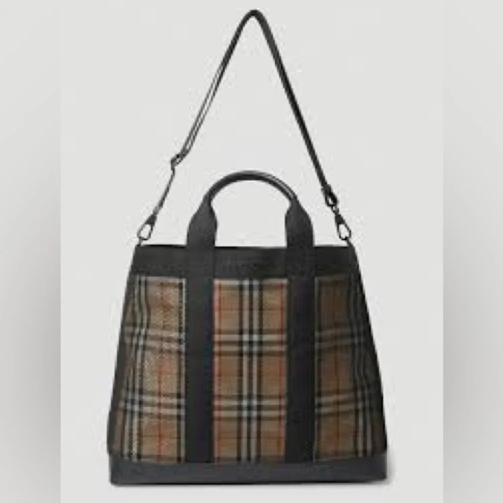 NWT Authentic Burberry Ormond Check Tote Archive Beige Travel Bag