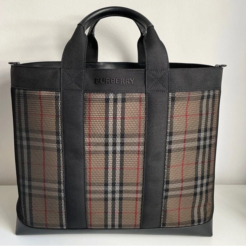 NWT Authentic Burberry Ormond Check Tote Archive Beige Travel Bag