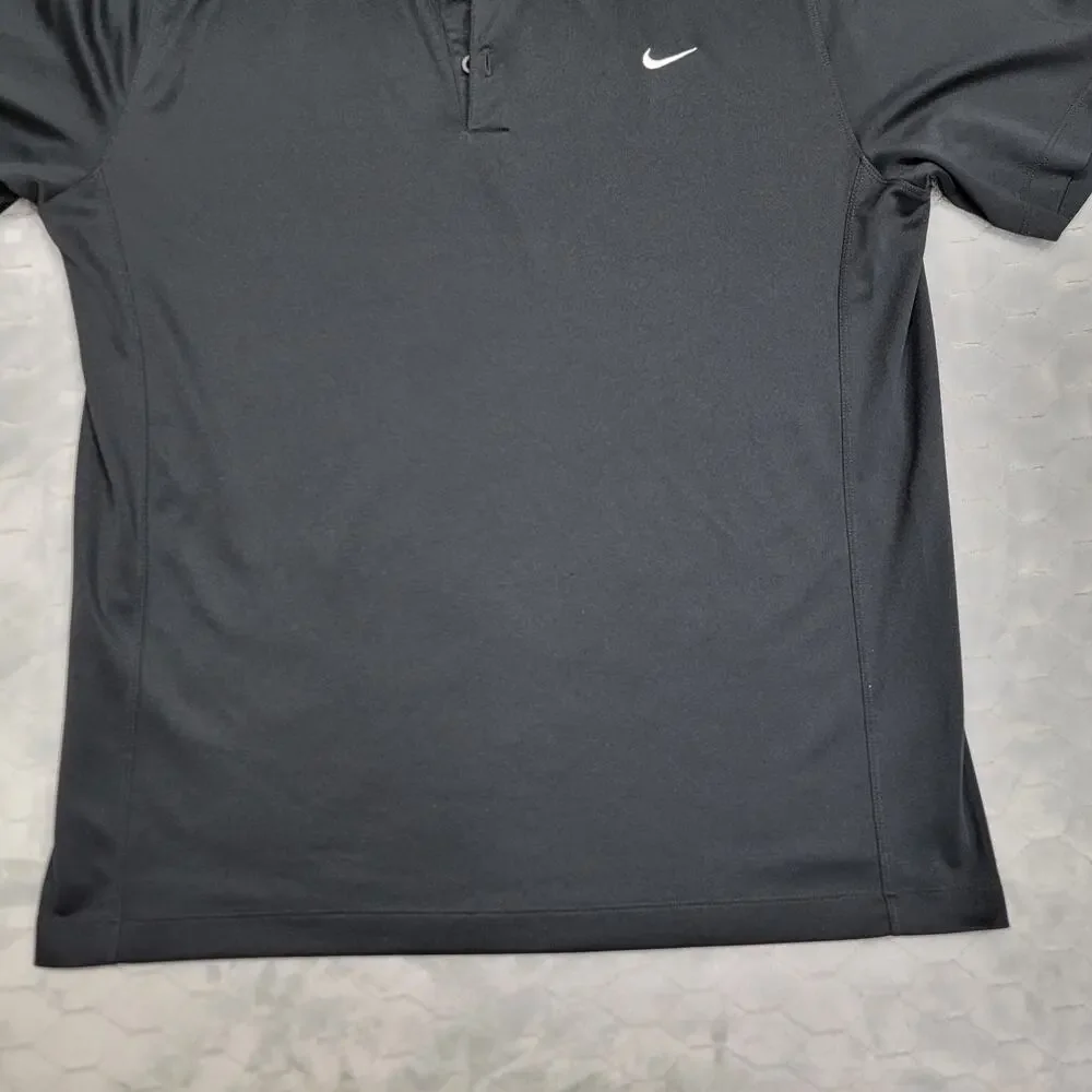 Nike Golf Dri-Fit Polo Shirt Mens XL Black Short Sleeve Embroidered Swoosh