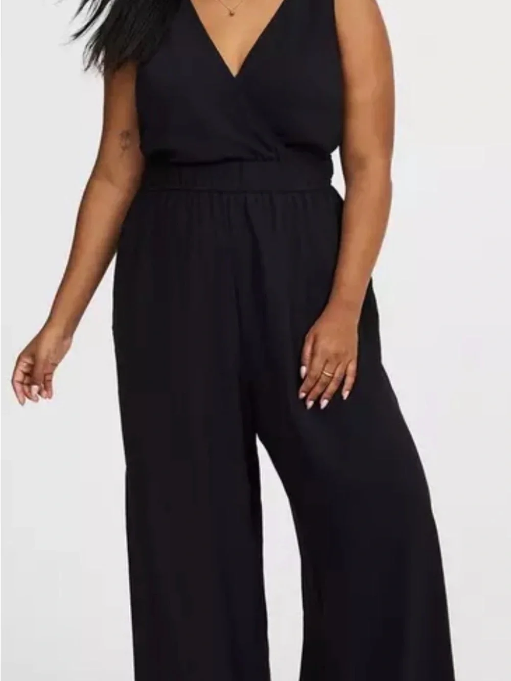 Torrid Studio Knit Surplice Black Sleeveless Wide-Leg Jumpsuit, Size 22-24, NWT