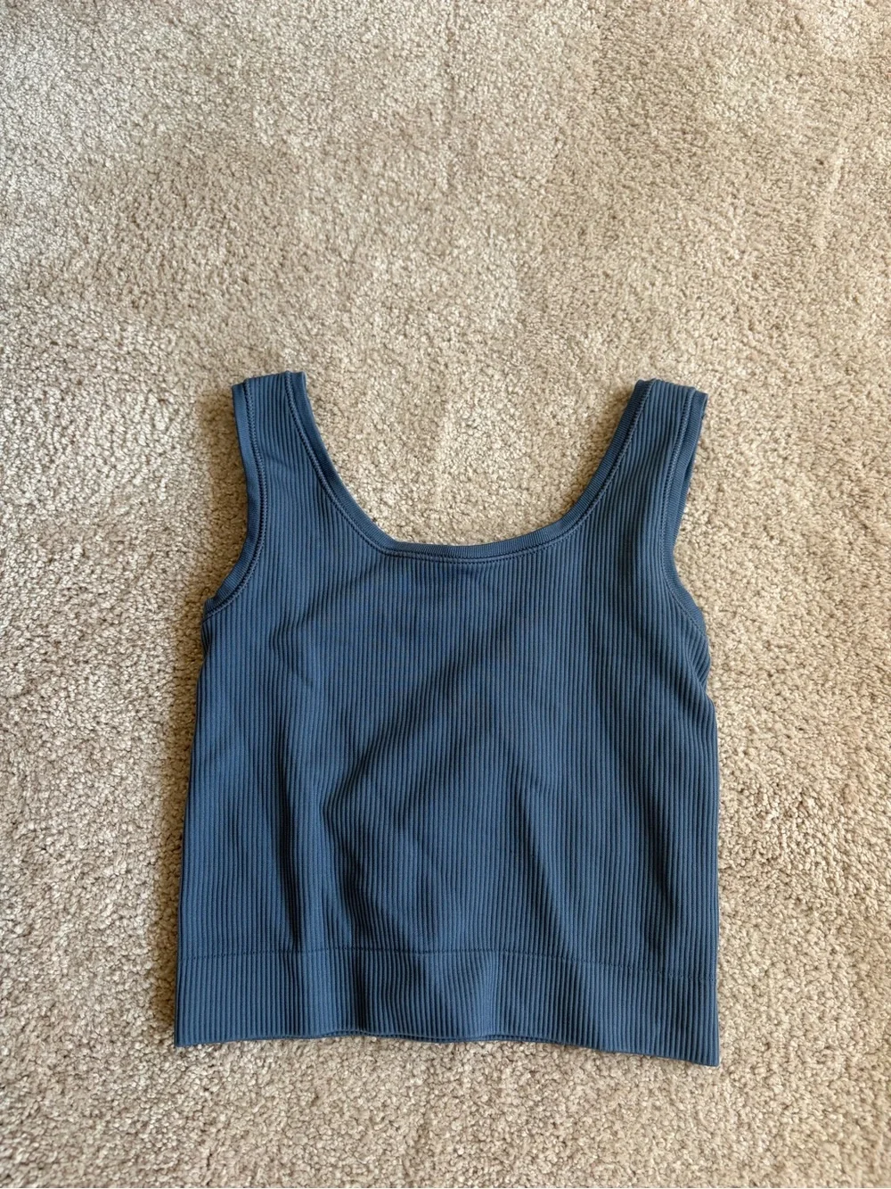 Athleta Rise Above Ribbed Scoop Tank Top - Steel Blue