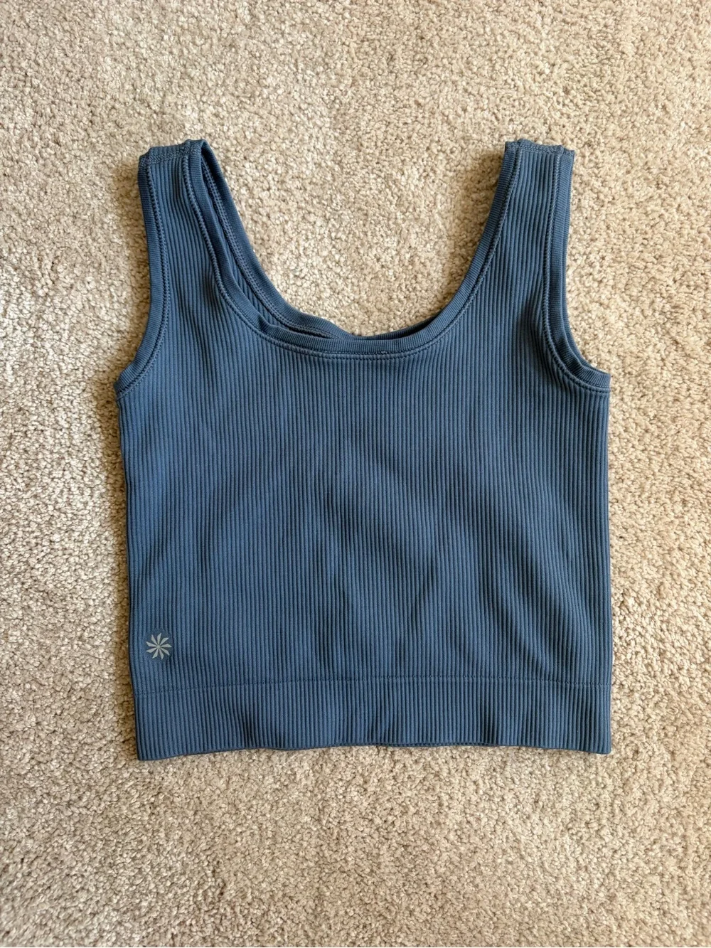 Athleta Rise Above Ribbed Scoop Tank Top - Steel Blue