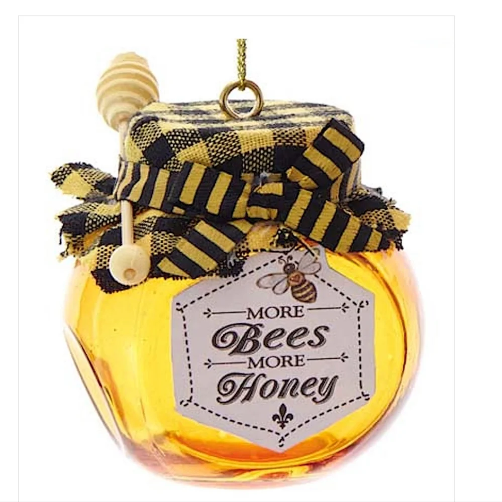 Kurt Adler Glass Honey Jar Ornament W Saying 