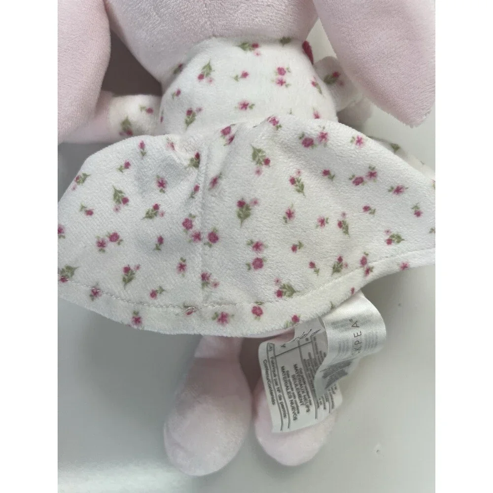Chickpea Plush Bunny Rabbit White Pink Floral Flowers 11” Stuffed Animal Lovey