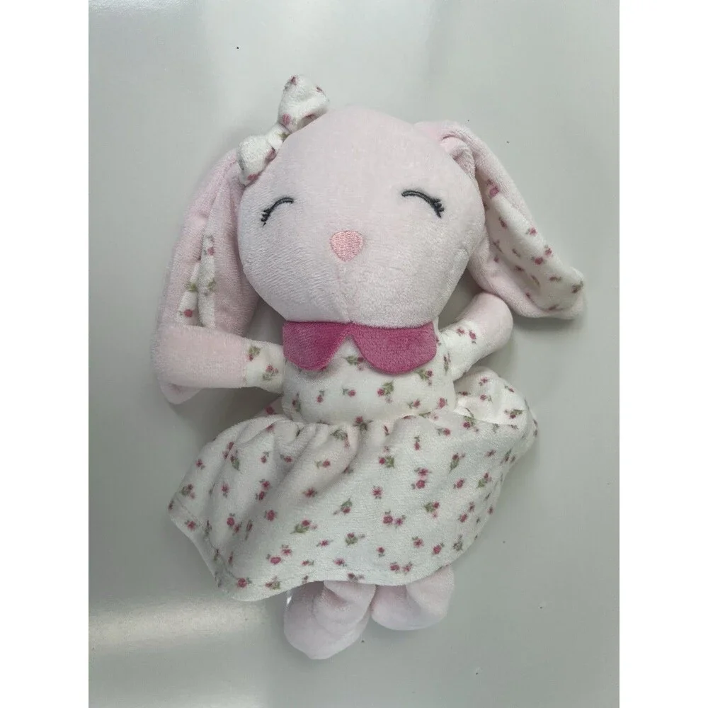 Chickpea Plush Bunny Rabbit White Pink Floral Flowers 11” Stuffed Animal Lovey