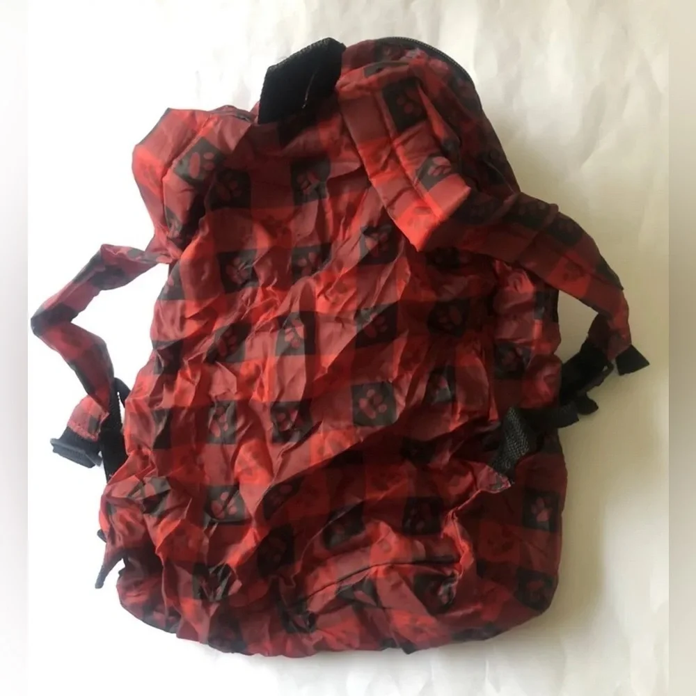 Pet Sac Monkey Plush Red Plaid Backpack Bag