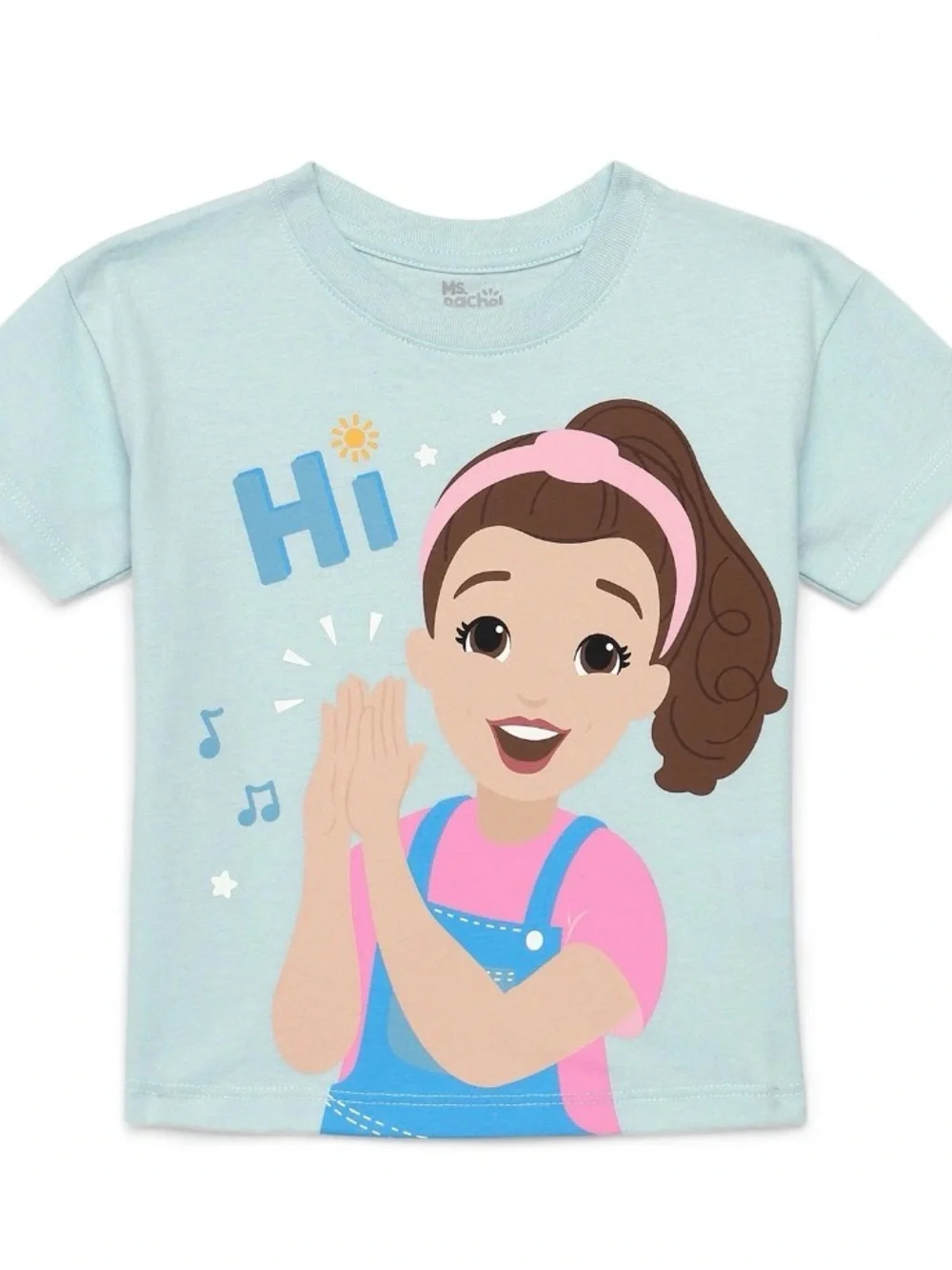 Girls Light Blue Graphic Tee with Pink Accents
