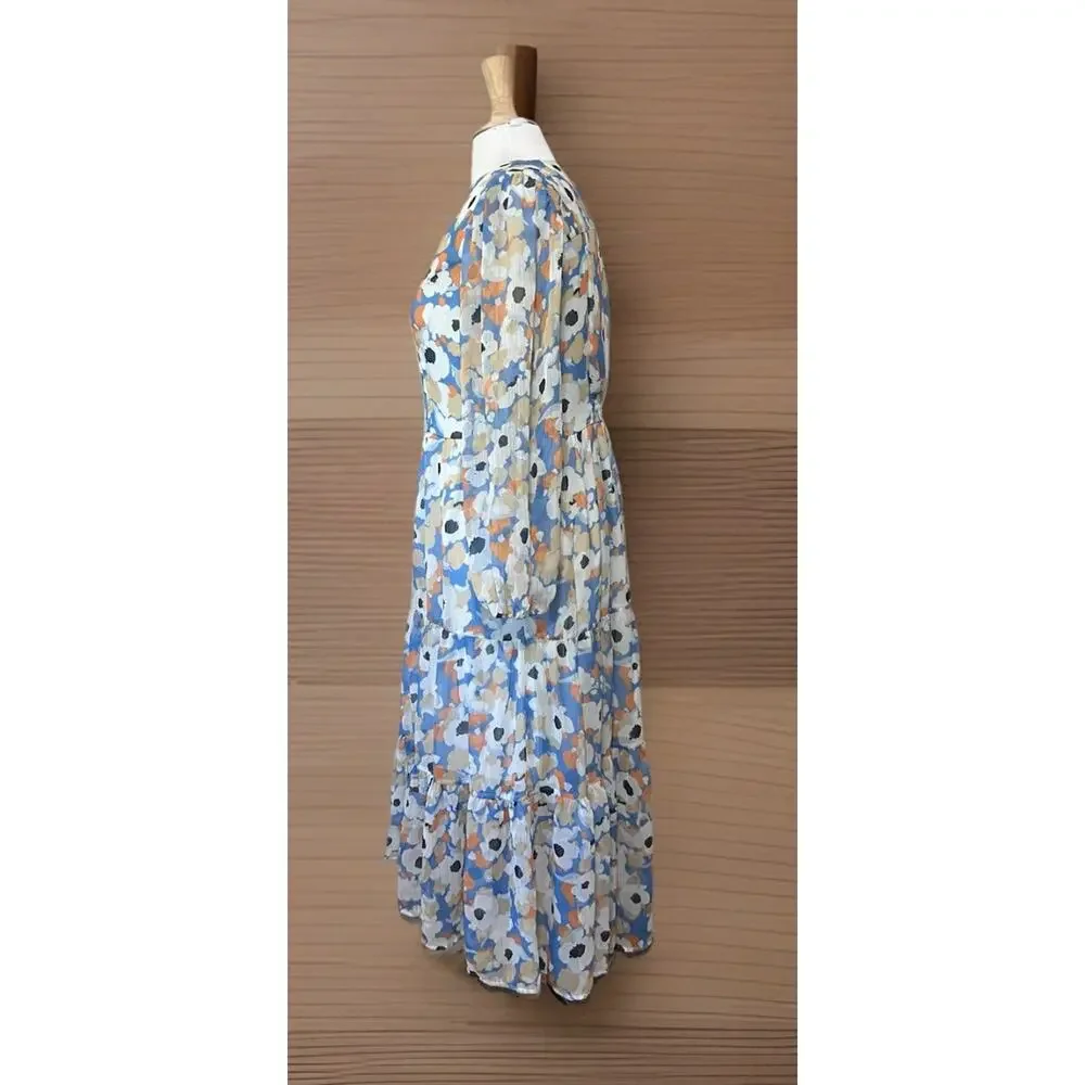 Joie Dress Womens Small Floral Field Tiered Printed Maxi Cottagecore Prairie NWT