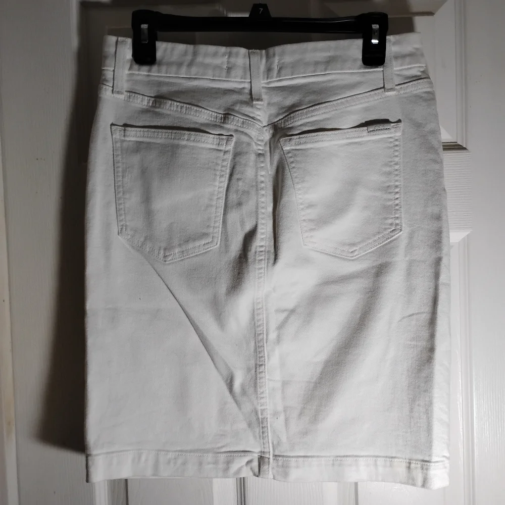 Joe's White Cotton Denim Button Fly Skirt
