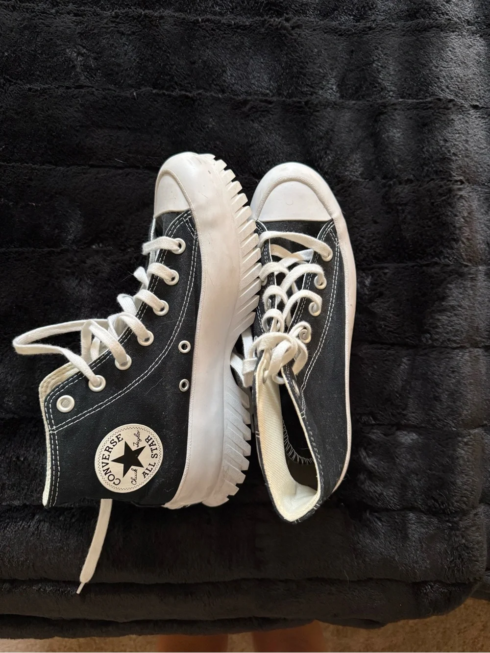 Converse Black and White High-Top Platform Sneakers