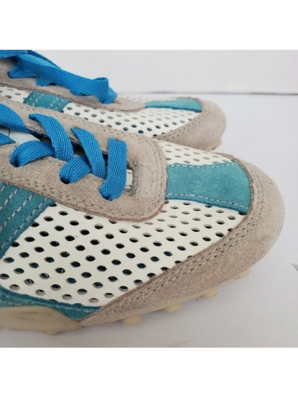 GEOX Respira Trainer Leather Blue Suede Sneaker EUC 6