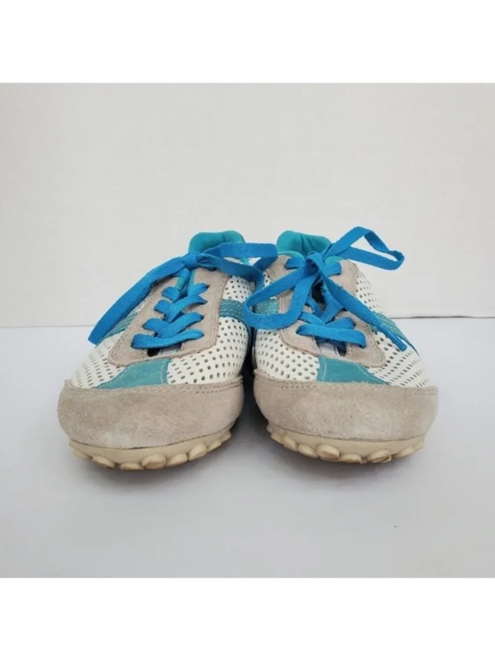 GEOX Respira Trainer Leather Blue Suede Sneaker EUC 6
