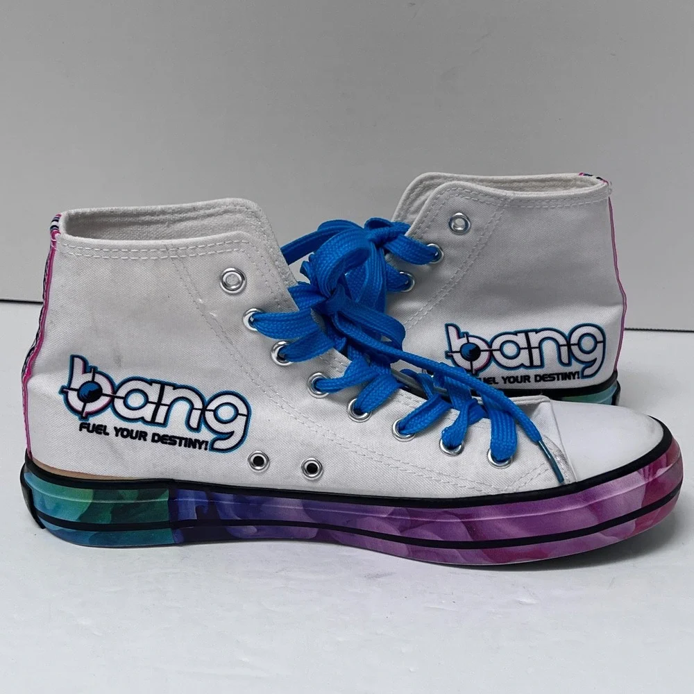 Bang Energy‎ Drink White High Top Sneakers Womens Size 7.5 / Mens 6.5