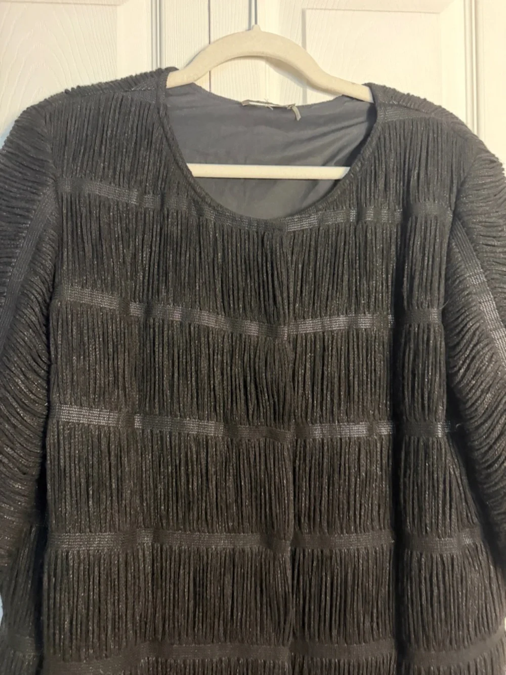 Vera Wang black metallic yarn coat. See measurements