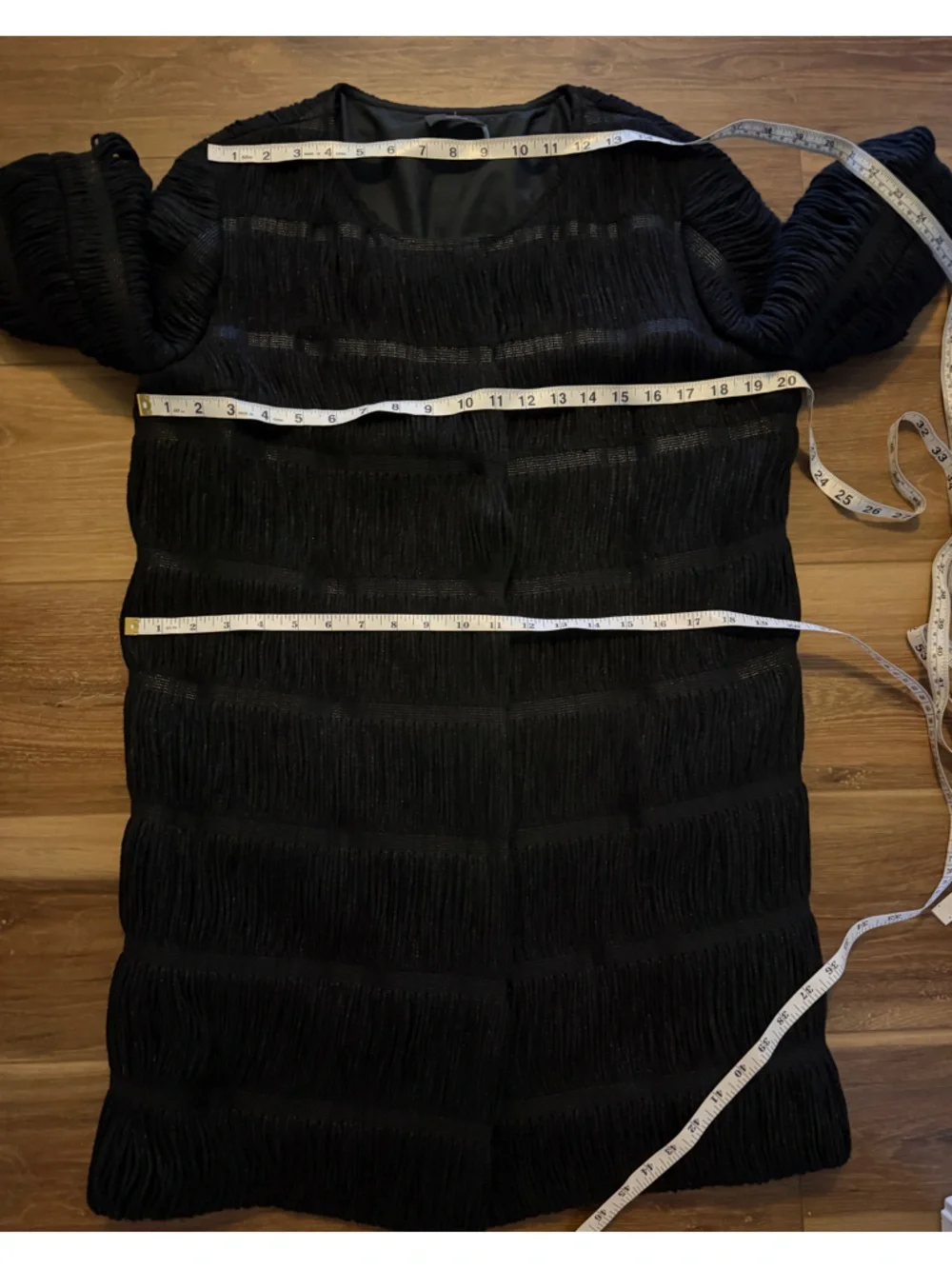 Vera Wang black metallic yarn coat. See measurements