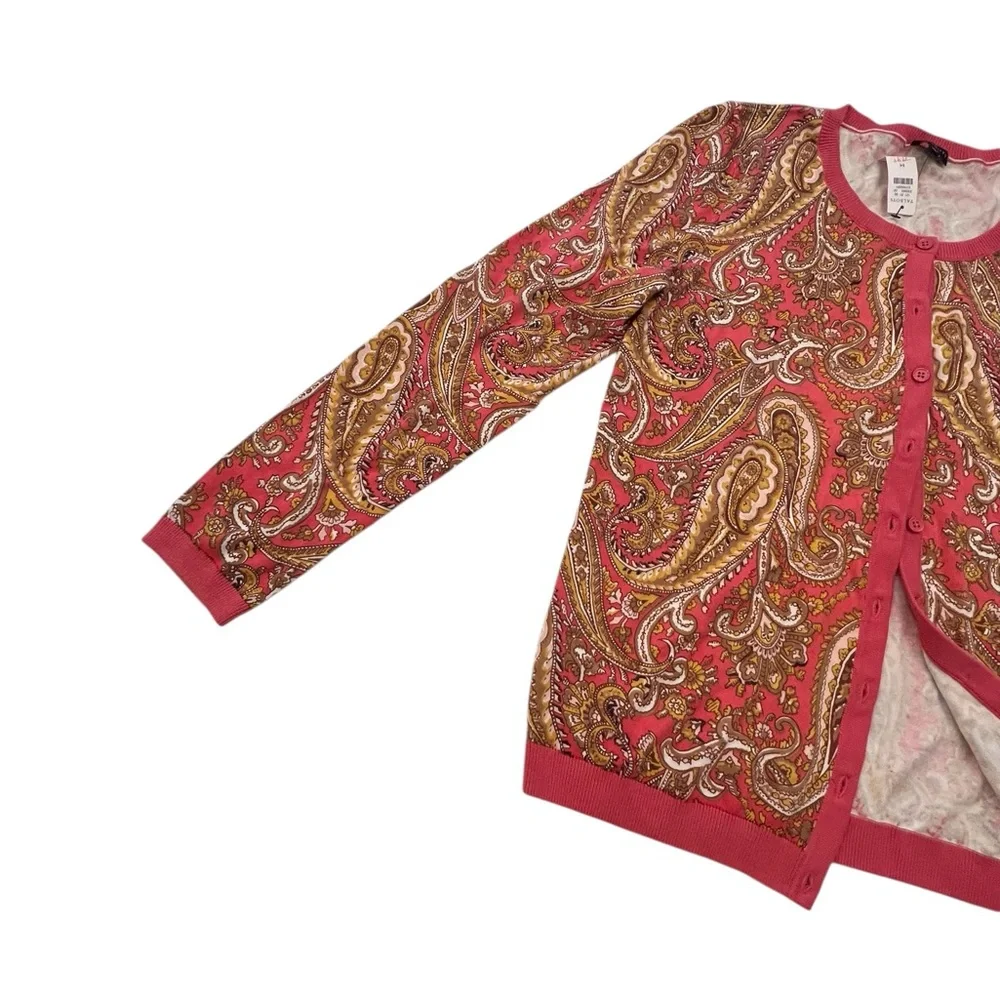 New Talbots Charming English Paisley Cardigan Sweater Sz‎ Medium $80 Lightweight