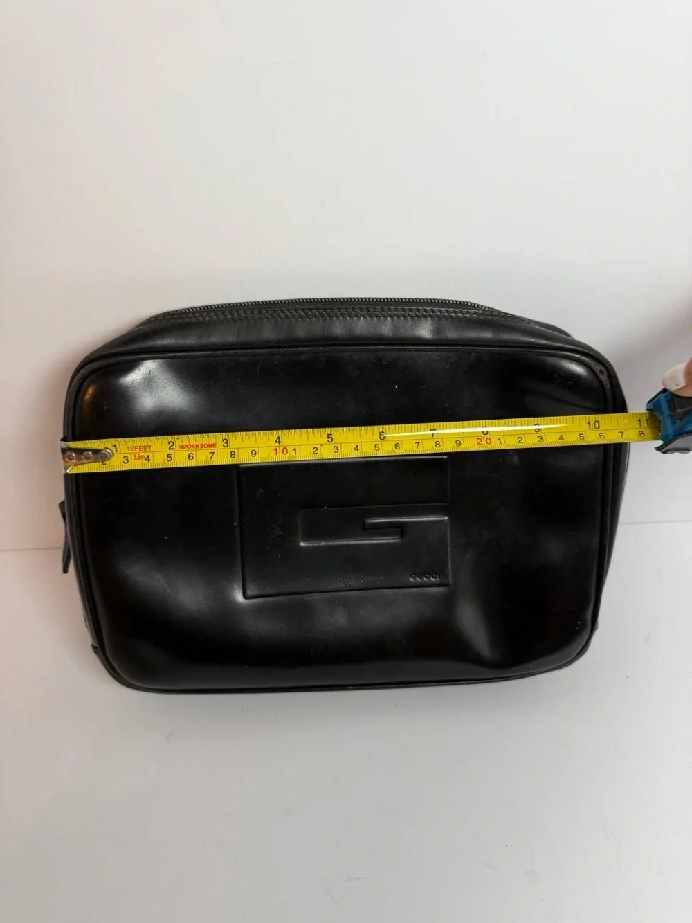 Gucci Tom Ford Era Square G Logo Black Patent Leather Clutch