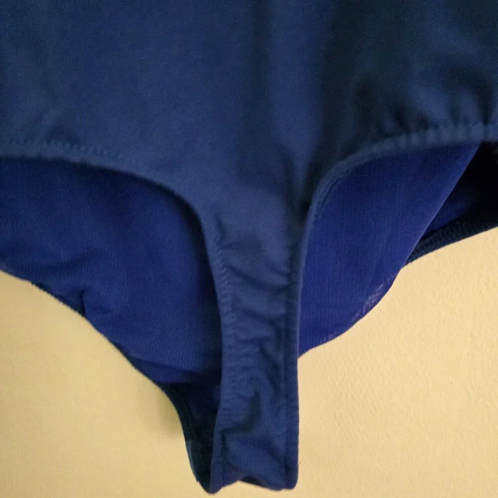 Free People Intimately Free Truth Or Square Long Sleeve Bodysuit Blue Size S