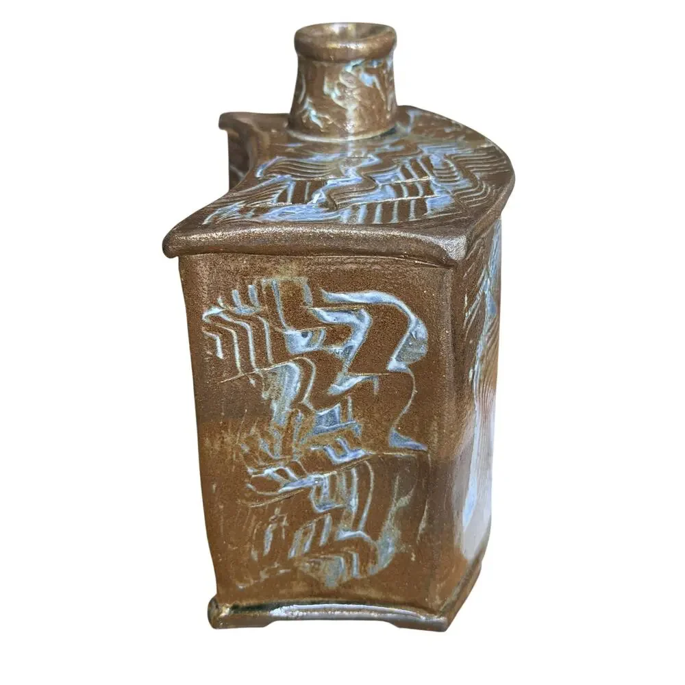 Unique Studio Art Pottery | Handcrafted Brown Glazed Ceramic Decorative Vase