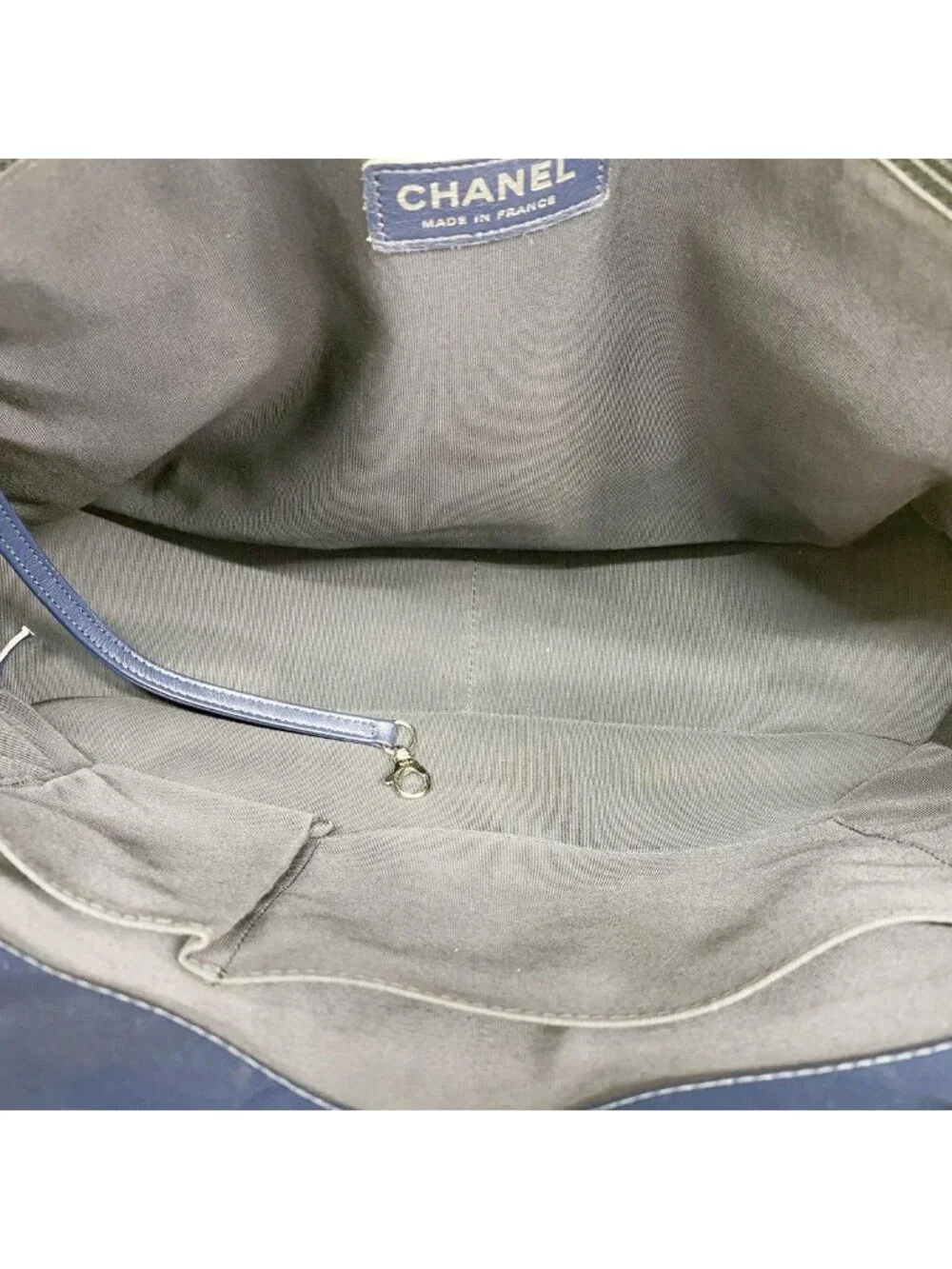 Chanel Chain Tote Stitch Lambskin Navy Silver