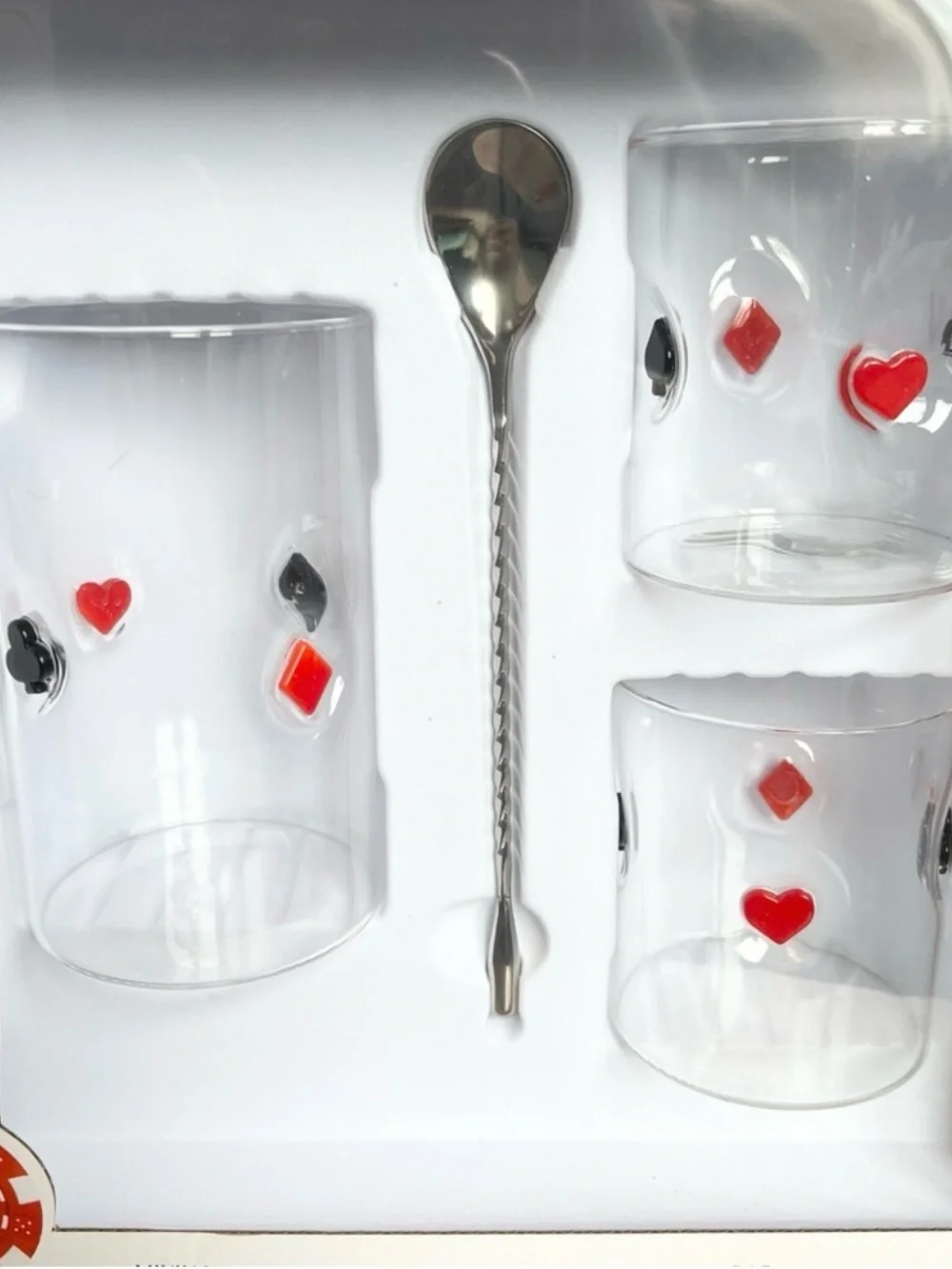 Poker Cocktail Glass Set with Heart & Diamond Accents