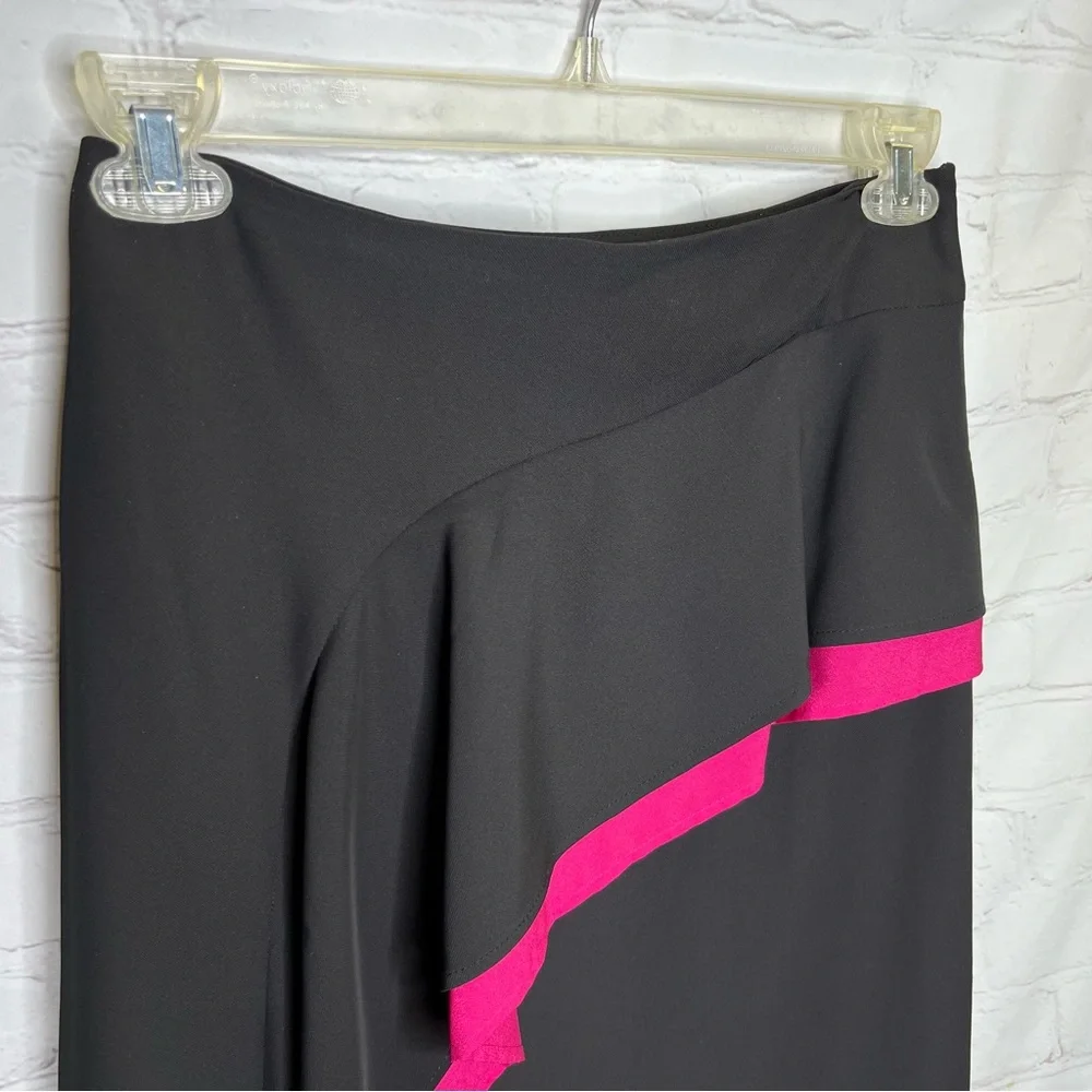 DKNY Asymmetrical Ruffle Color Block Midi Skirt Size 2