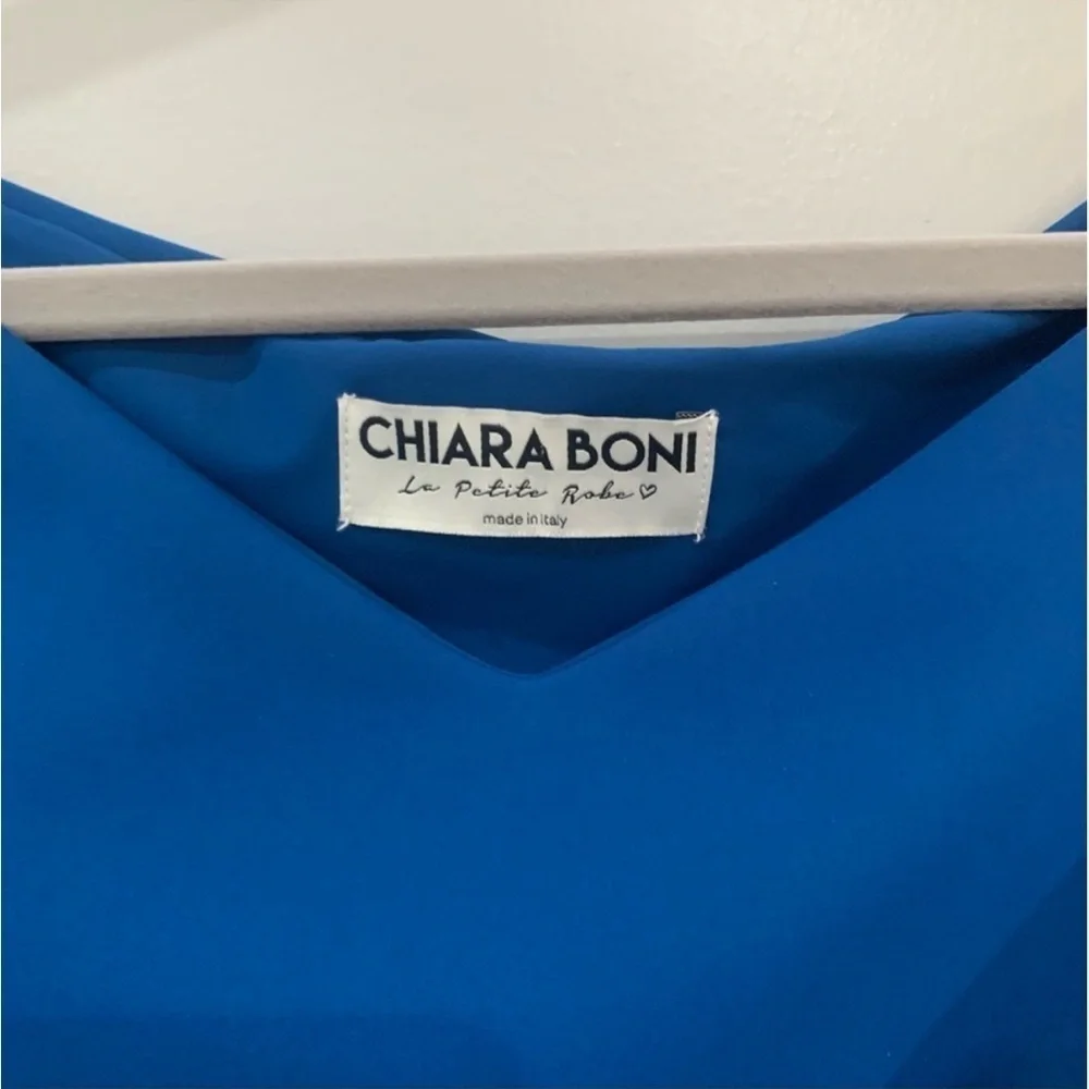 Chiara Boni Dress Guendalina Knee Length Bodycon Puff Sleeve in Blue
