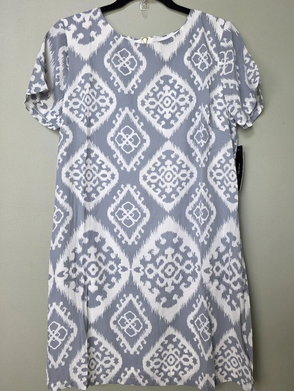Lulus Give Me a Print Slate Grey Geometric Print Shift Dress - Large - NWT!