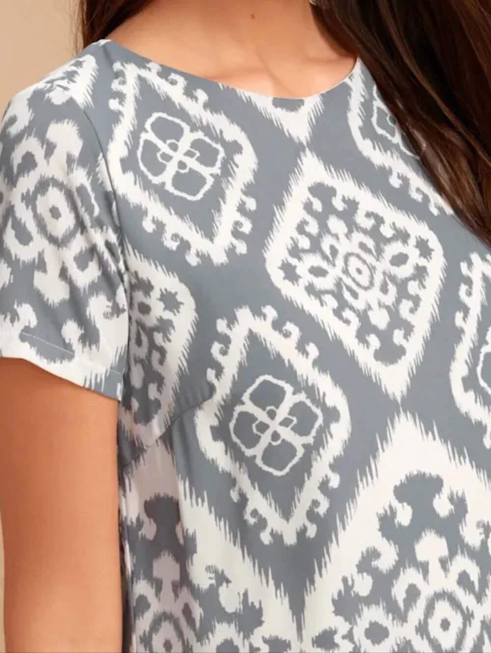 Lulus Give Me a Print Slate Grey Geometric Print Shift Dress - Large - NWT!