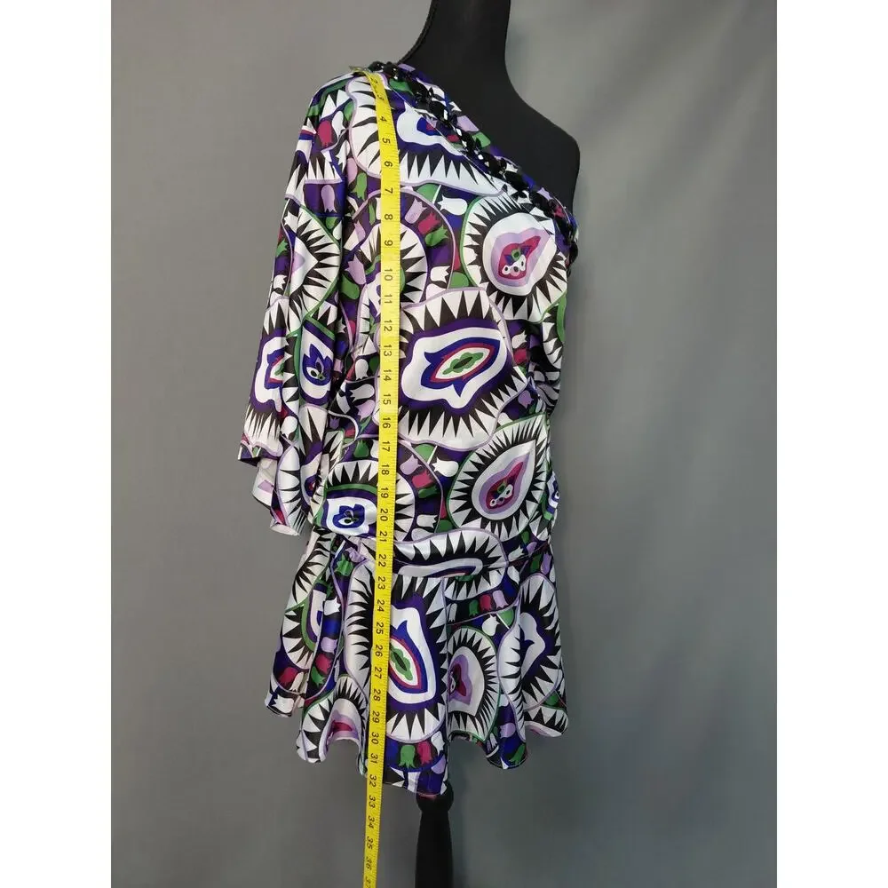 Rachel Lynn Polyester Blend Multicolor Short Graphic Print Dress Women Size M