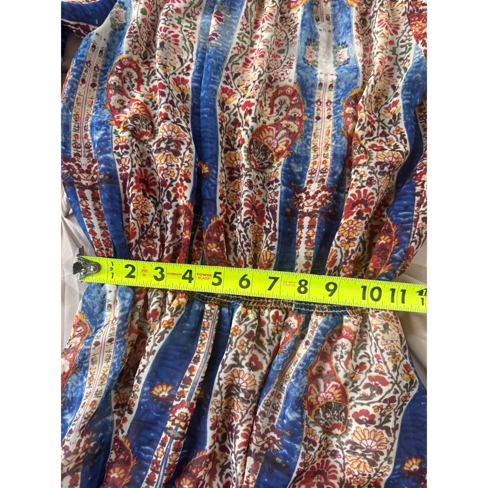 Show Me Your Mumu Womens Paisley Floral Smocked Mini Dress Blue Red Small USA