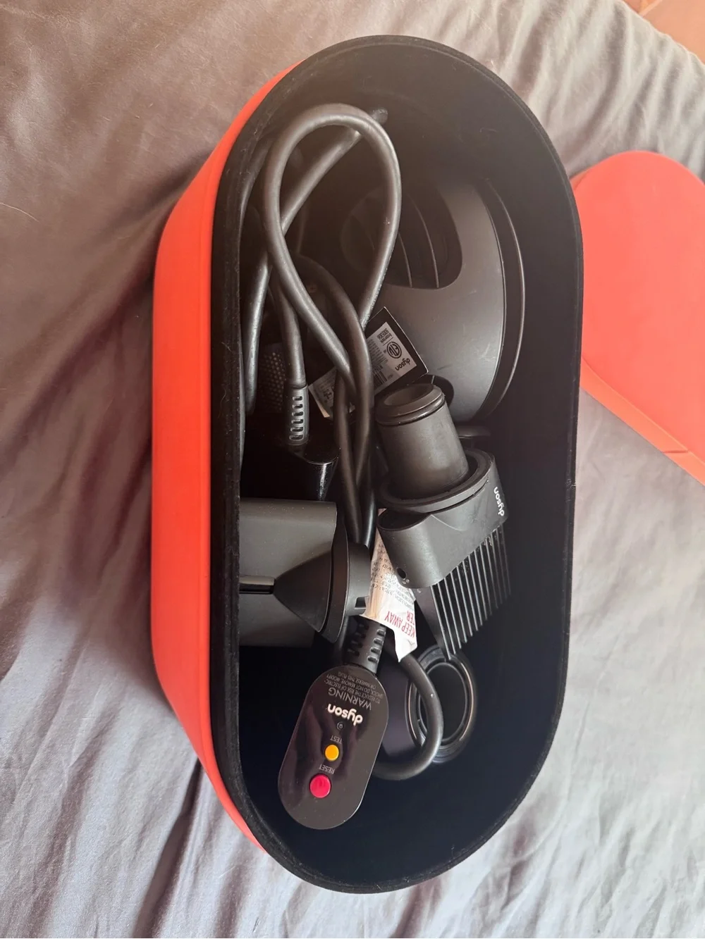 Dyson Supersonic Hair Dryer with Peach Case and Attachments