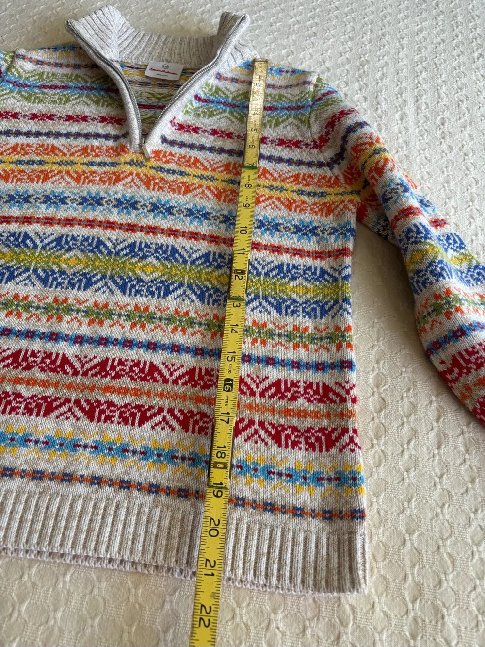 Multi-Color Fair Isle Half-Zip Kids Sweater - Cream Base 10/12