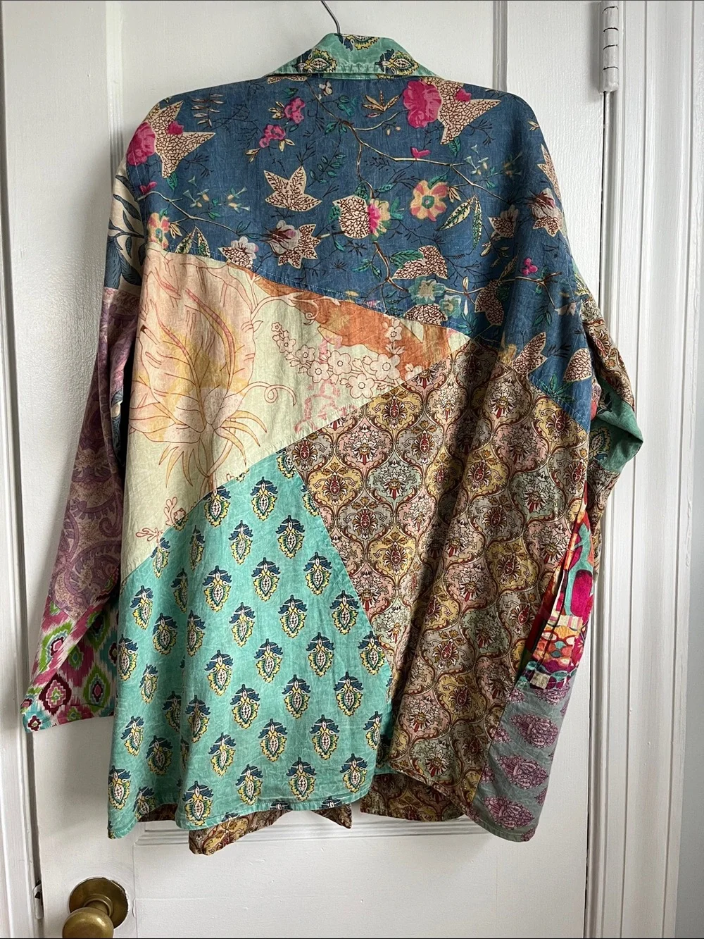 Patchwork Printed Button-Front Jacket - Multicolor
