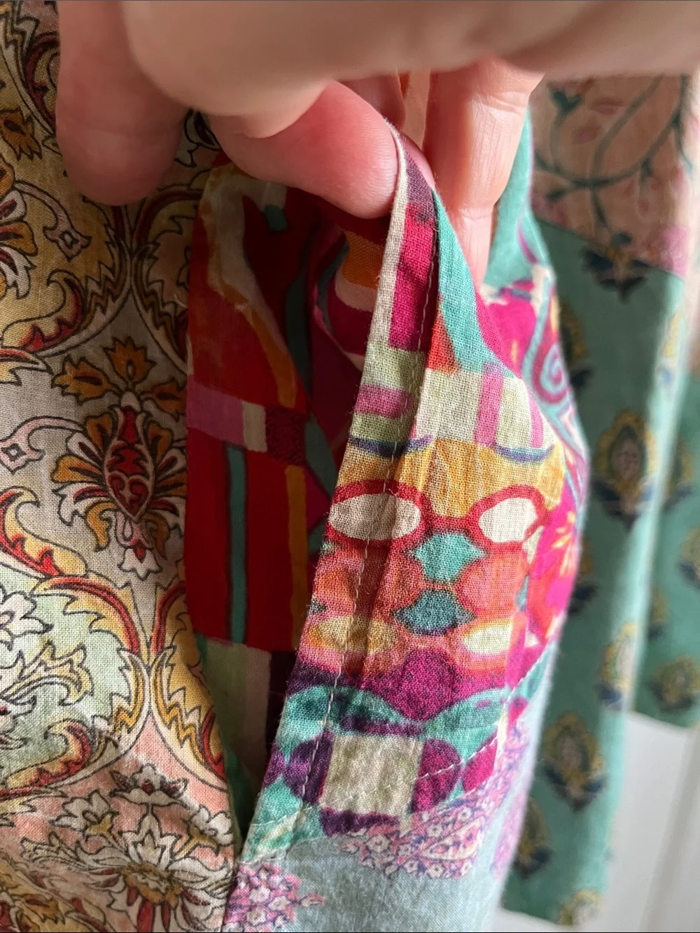 Patchwork Printed Button-Front Jacket - Multicolor
