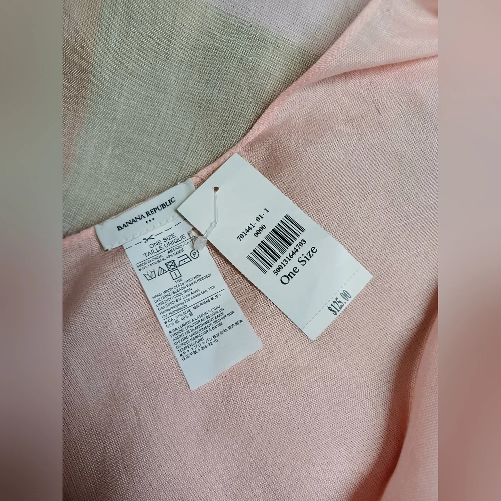 NWT Banana Republic Factory Peach Blush Multi Silk-Ramie Poncho One Size